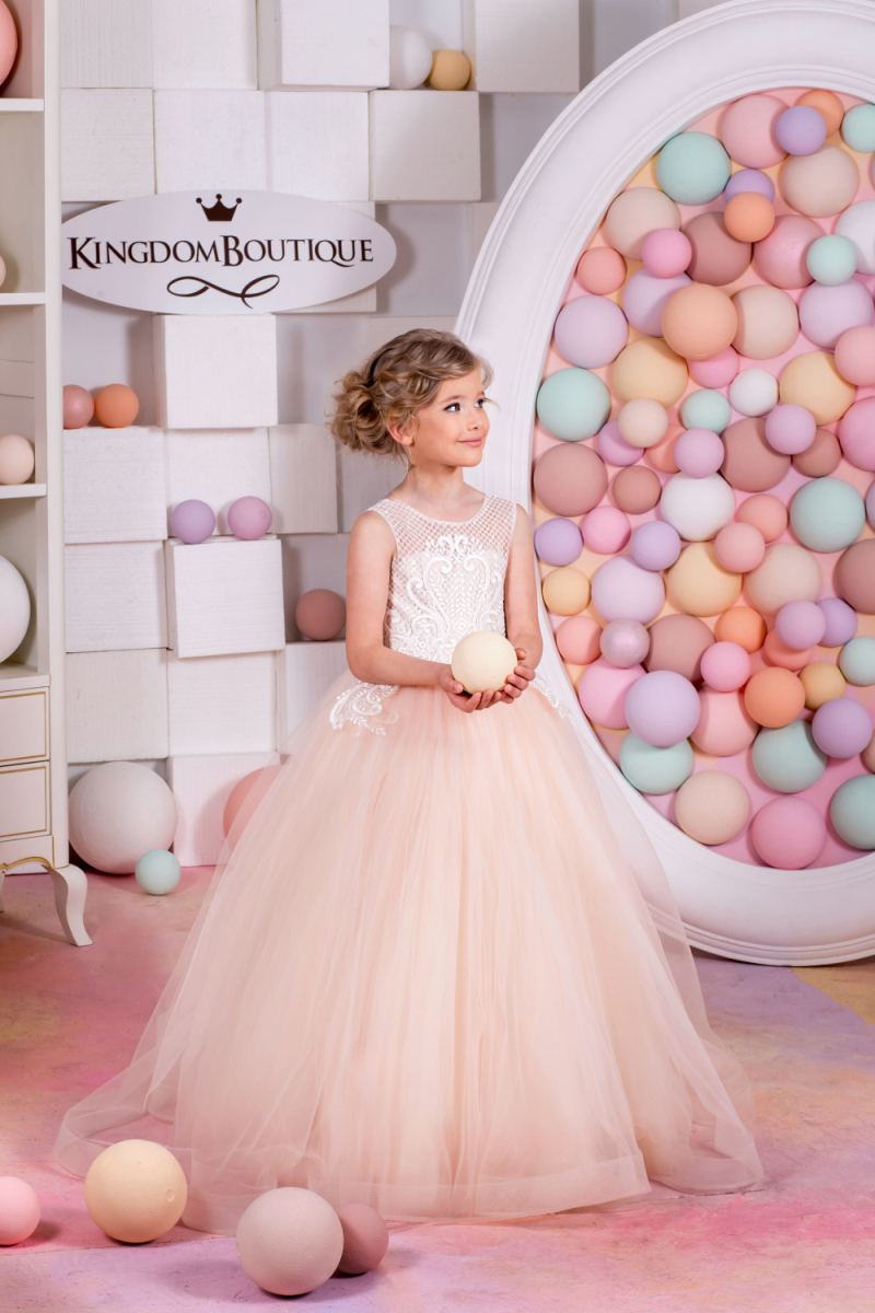 Detachable Train Flower Girl Dress